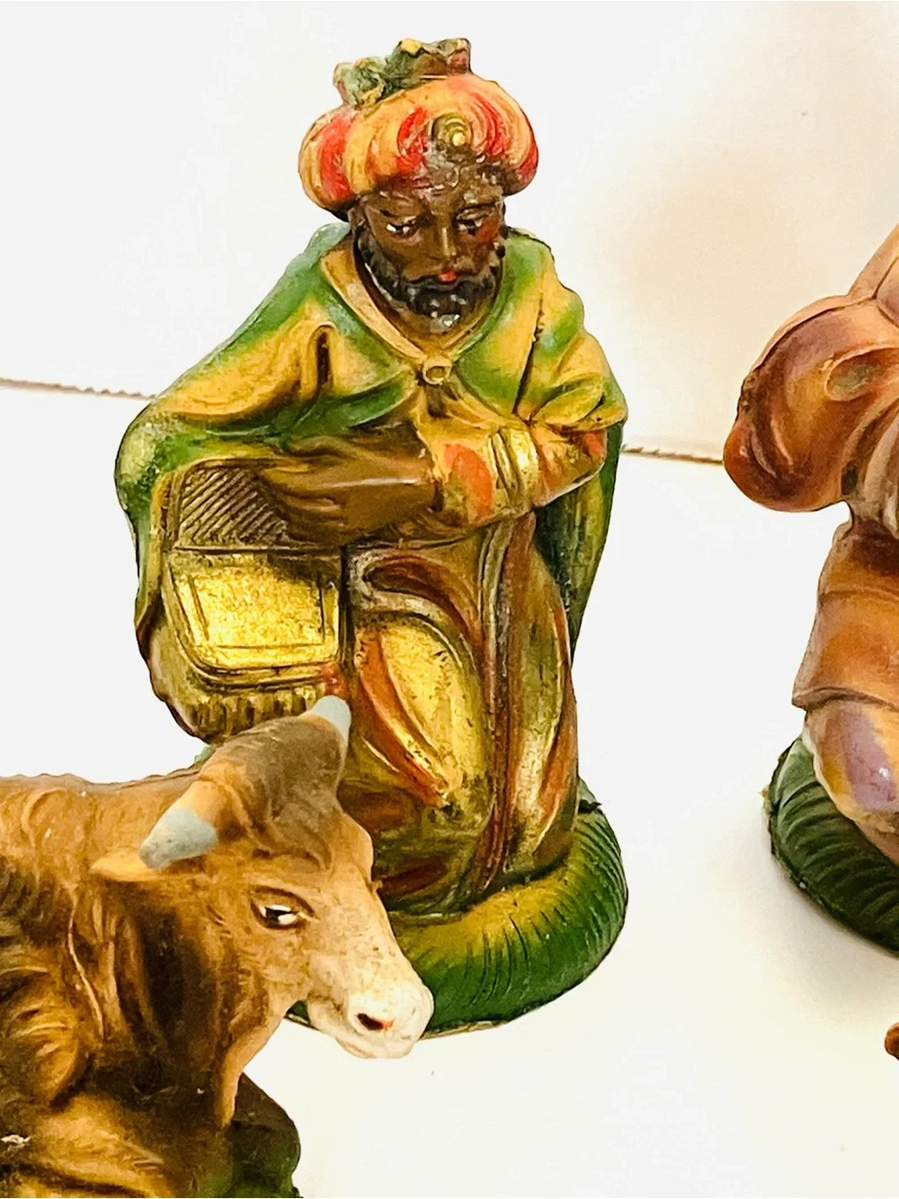 Fontanini Italy Vintage Nativity Set Figures Lot(7) Hard Plastic Minor Wear Read
